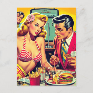 jaren '50 Retro Coulpe Briefkaart