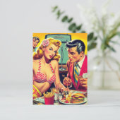 jaren '50 Retro Coulpe Briefkaart (Staand voorkant)