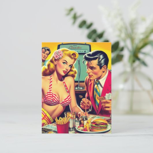 jaren '50 Retro Coulpe Briefkaart (Staand voorkant)