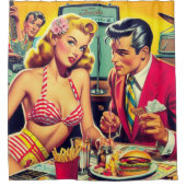 jaren '50 Retro Coulpe Douchegordijn (Voorkant)