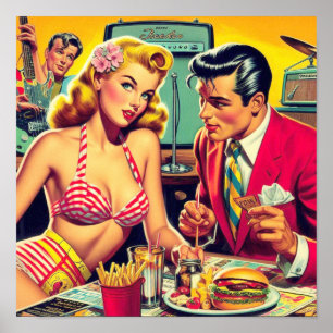 jaren '50 Retro Coulpe Poster