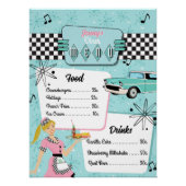 Jaren 50 Retro Diner Menu Perfect Poster (Voorkant)