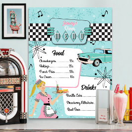 Jaren 50 Retro Diner Menu Perfect Poster