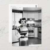 jaren '50 retro science fiction robot huisvrouw briefkaart (Voorkant / Achterkant)