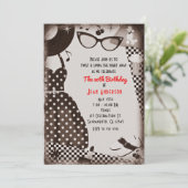 Jaren 50 Retro Zwart-Wit Jurk Kaart (Staand voorkant)