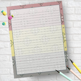 jaren '50 Roze Geel Grijs Retro Mid Century Patroo Notitieblok