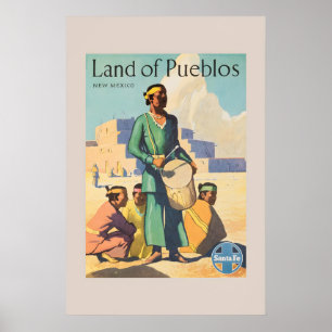 Jaren 50 Santa Fe Land van de Pueblos New Mexico V Poster
