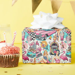 jaren '50 Schattige Patroon Cadeaupapier