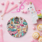  jaren '50 Schattige Patroon Papieren Bordje (Feest)