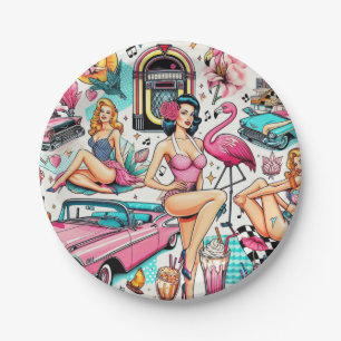 jaren '50 Schattige Patroon Papieren Bordje