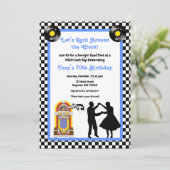 Jaren 50 uitnodiging, Sock Hop, Rock and Roll, 50s Kaart (Staand voorkant)