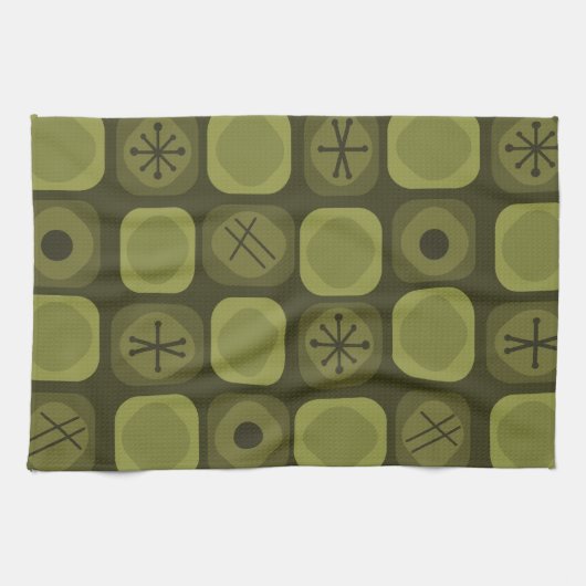 jaren '50 van de moderne kunst Zacht kubussen Olij Theedoek (Horizontaal)