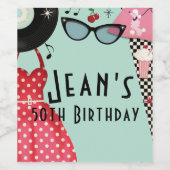 jaren '50 verkleedde Retro Party wijnlabels Wijn Etiket (Enkel label)