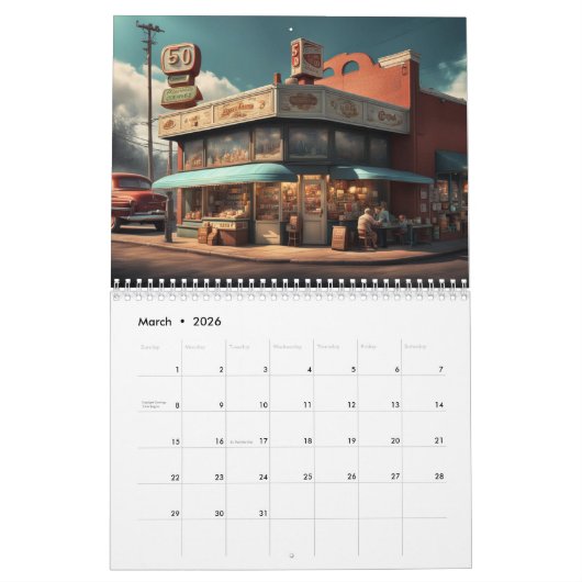  jaren '50 Vibes Kalender (Mar 2026)