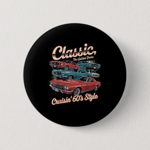  jaren '60 Auto T-shirt Clic Car Design voor Heren Ronde Button 5,7 Cm