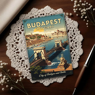 Jaren 60 Boedapest, Hongarije Vintage Reizen Briefkaart