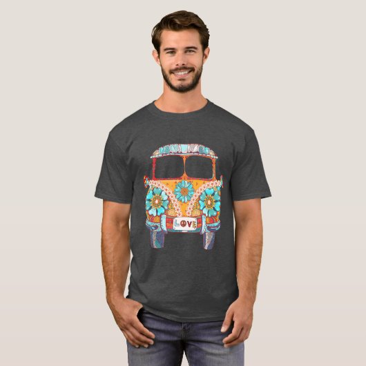  jaren '60 Hippie Micro Bus Van Gift T-shirt (Voorkant volledig)