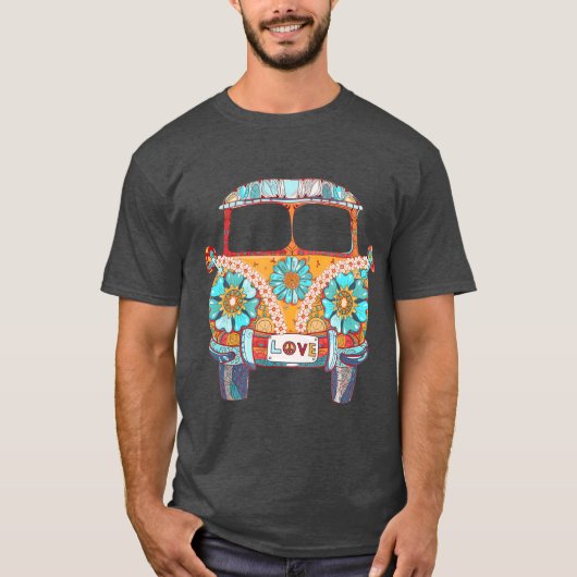 jaren '60 Hippie Micro Bus Van Gift T-shirt (Voorkant)