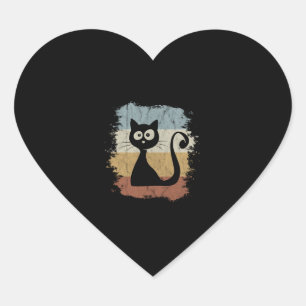 jaren '60 Kleuren Retro Comic Cat Leuk Kat Gift Hart Sticker