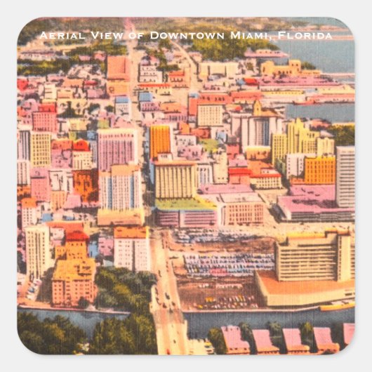 jaren 60 Miami (Downtown MIA) Vierkante Sticker (Voorkant)