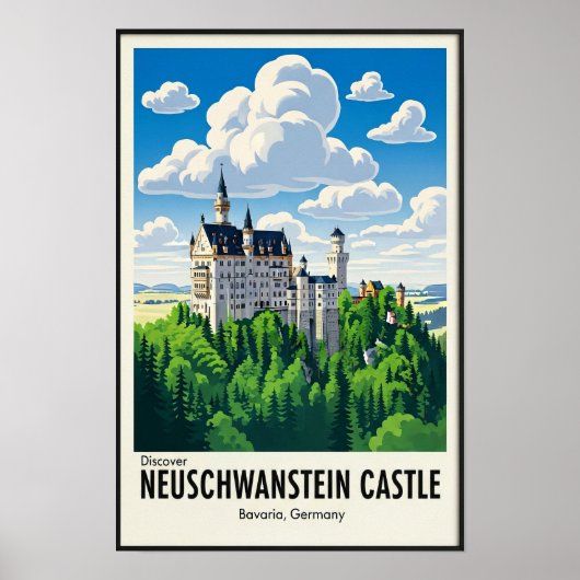  jaren '60 Neuschwanstein Castle Travel Poster (Voorkant)