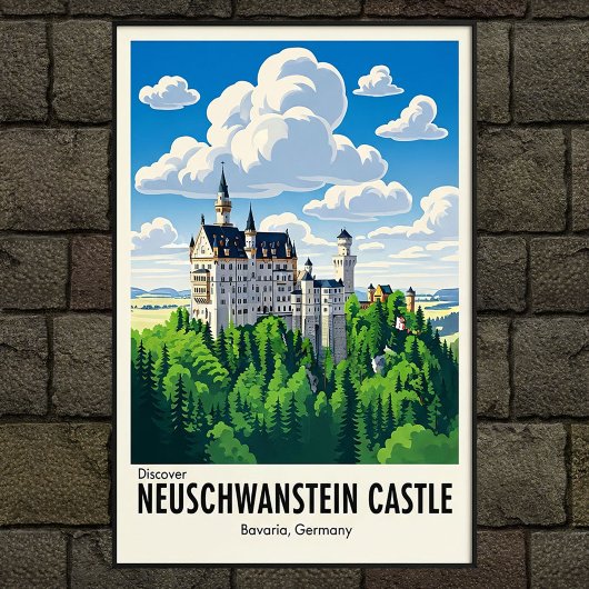  jaren '60 Neuschwanstein Castle Travel Poster