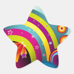 jaren '60 Psychedelische Explosie Ster Sticker
