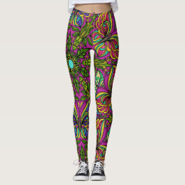 jaren '60 Retro Mandala Design, Neon kleuren Leggings
