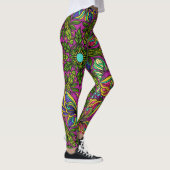jaren '60 Retro Mandala Design, Neon kleuren Leggings (Rechts)