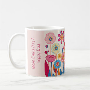 jaren 60 stijl bloemenslogan koffiemok