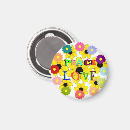 Jaren 60, Vrede en Liefde Magneet (Voorkant / Achterkant)