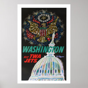 Jaren 60 Washington DC Vintage Stijl Vliegreizen Poster