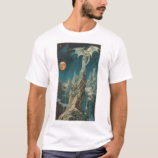 jaren 70 Dark Fantasy Book Hoesje Paper Art T- T-shirt (Voorkant)