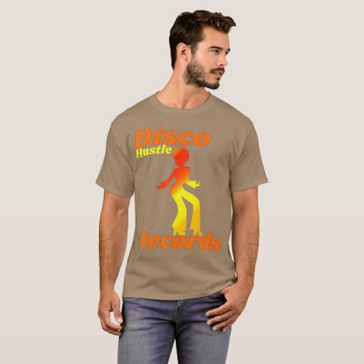 jaren '70 Disco Hustle Records Dance shirt of mann (Voorkant volledig)