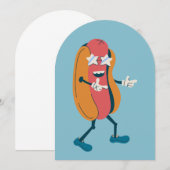  jaren 70 Groovy hotdog grappig Kaart (Voorkant / Achterkant)