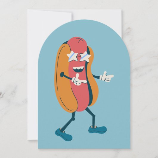  jaren 70 Groovy hotdog grappig Kaart (Voorkant)