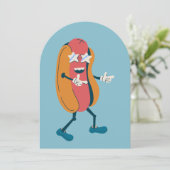  jaren 70 Groovy hotdog grappig Kaart (Staand voorkant)