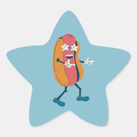 jaren 70 Groovy hotdog grappig Ster Sticker (Voorkant)