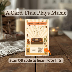 Jaren 70 Nostalgie Muziektherapie Wenskaart Kaart