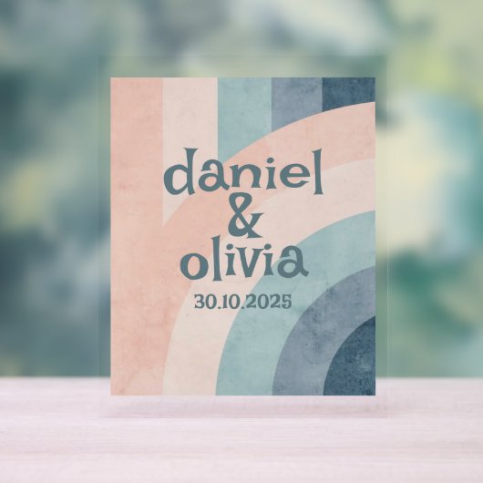  jaren 70 Rainbow Wedding Acryl Bord (Neutraal)