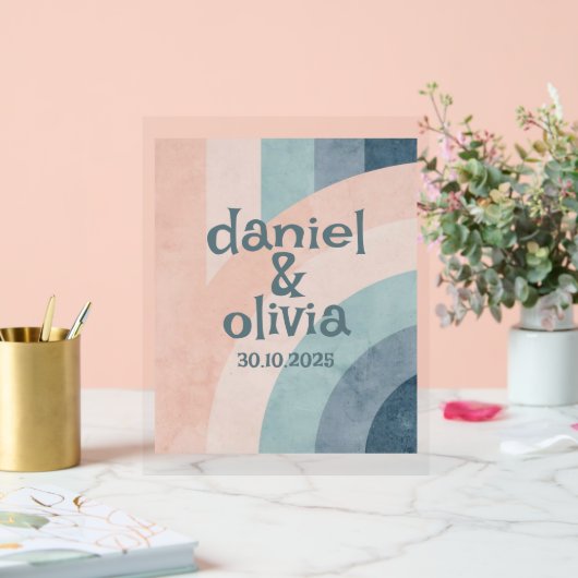  jaren 70 Rainbow Wedding Acryl Bord (Huwelijk)