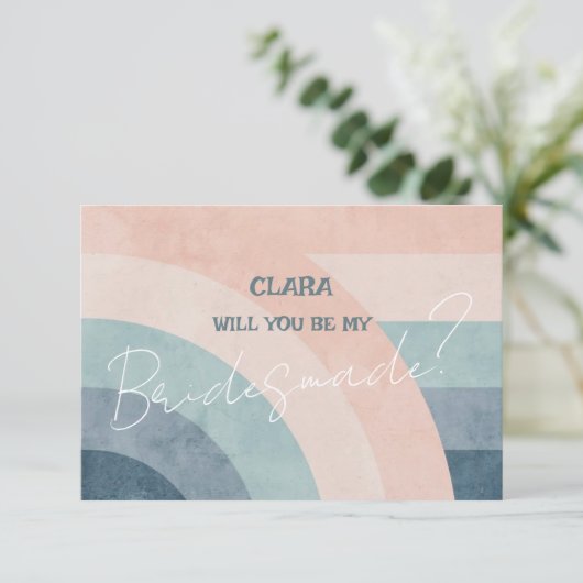  jaren 70 Rainbow Wedding Bridesmade Kaart (Staand voorkant)