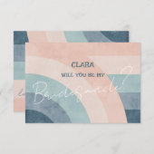  jaren 70 Rainbow Wedding Bridesmade Kaart (Voorkant / Achterkant)