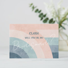 jaren 70 Rainbow Wedding Bridesmade Kaart
