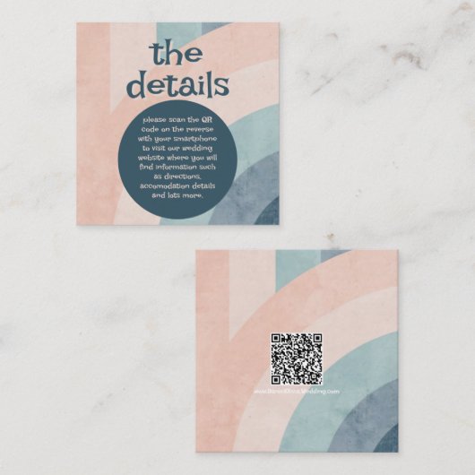  jaren 70 Rainbow Wedding Informatiekaartje (Voorkant / Achterkant)