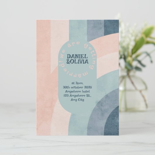  jaren 70 Rainbow Wedding Kaart (Staand voorkant)