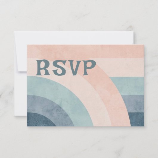 jaren 70 Rainbow Wedding RSVP Kaartje (Voorkant)