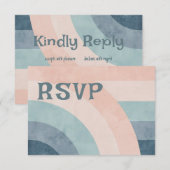 jaren 70 Rainbow Wedding RSVP Kaartje (Voorkant / Achterkant)