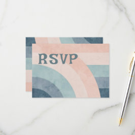 jaren 70 Rainbow Wedding RSVP Kaartje