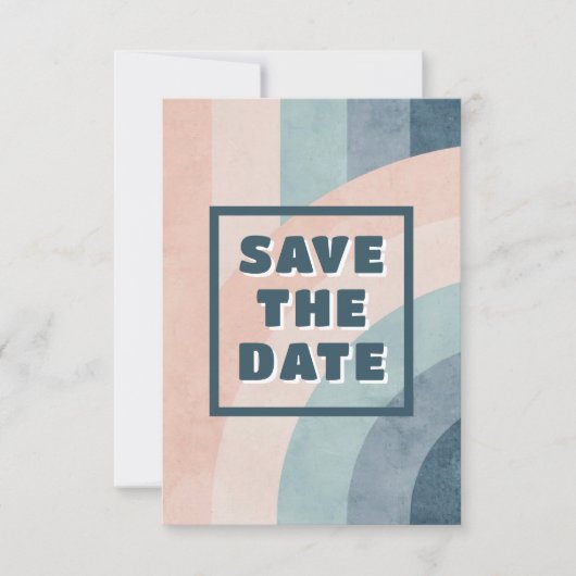 jaren 70 Rainbow Wedding Save The Date (Voorkant)